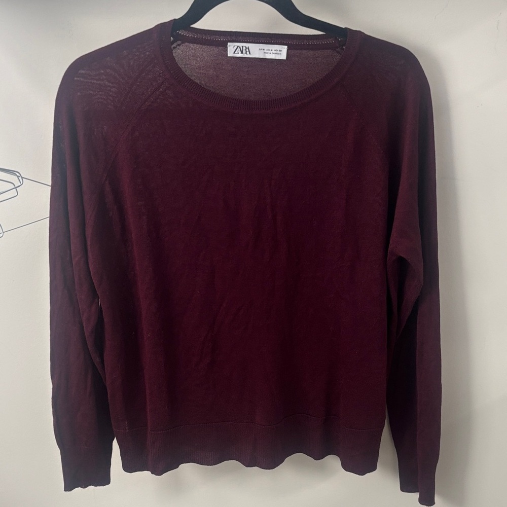 Zara Burgundy Knit Sweater